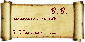 Bedekovich Balló névjegykártya